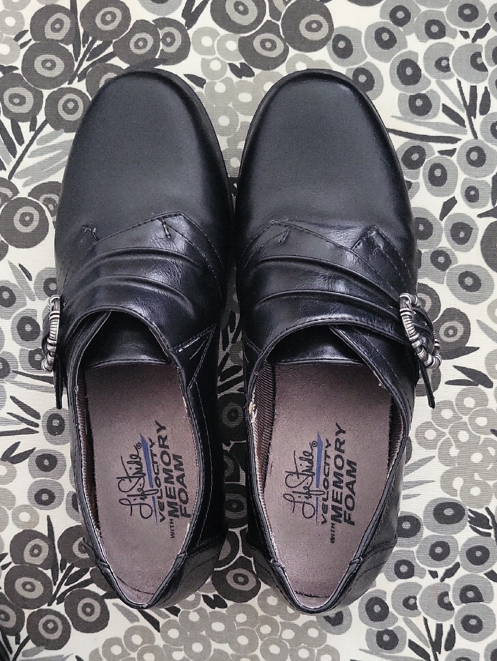 Life Stride Black Women's Slip-On Flats with Buckle Detail